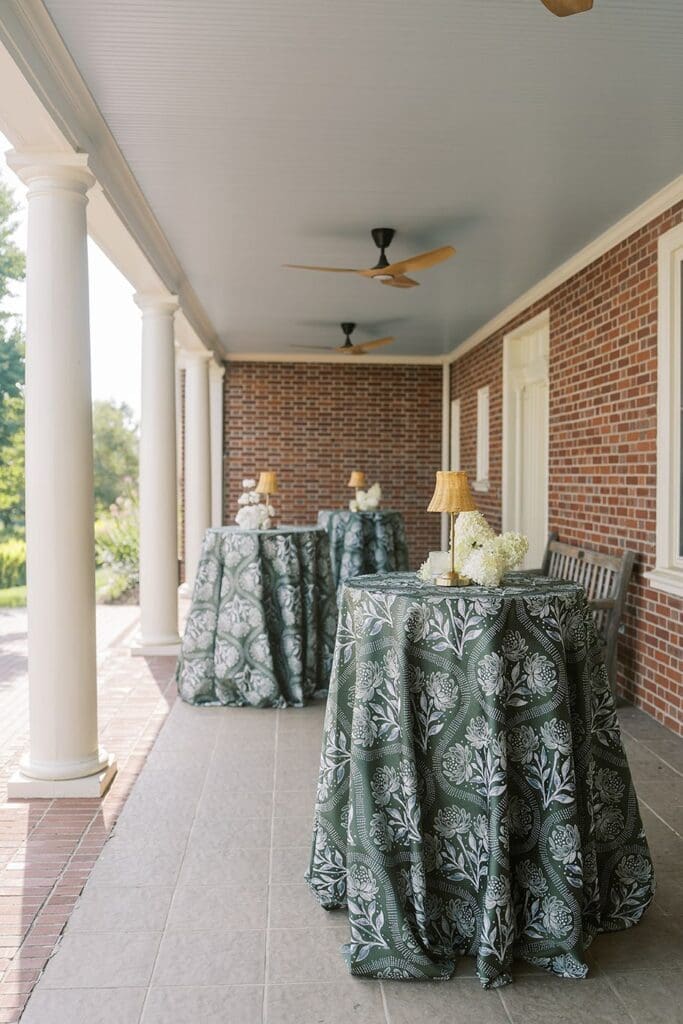 outdoor wedding cocktail hour on patio