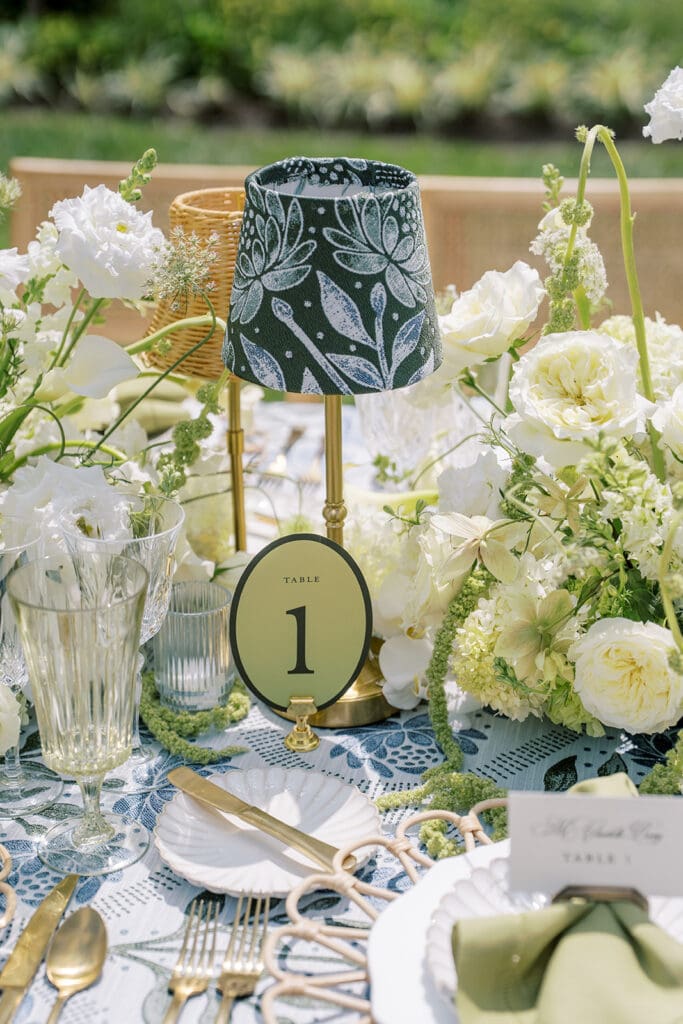 The French House table lamps and table green table number 